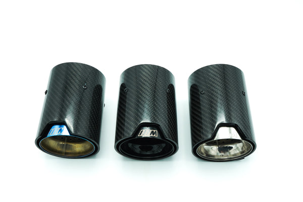 BMW CARBON FIBRE M EXHAUST TIPS BLUE BURNT EFFECT